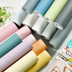 300 * 60cm Self Adhesive Wallpaper Bedroom Waterproof And Moisture-Proof Solid Color Refurbished Sticker White Background Wall Decoration Wallpaper