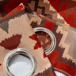 100% Blackout Curtain Drapes Boho Style ,1 Panel Grommet Thermal Insulated Room Darkening Curtains for Bedroom and Living Room