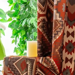 100% Blackout Curtain Drapes Boho Style ,1 Panel Grommet Thermal Insulated Room Darkening Curtains for Bedroom and Living Room