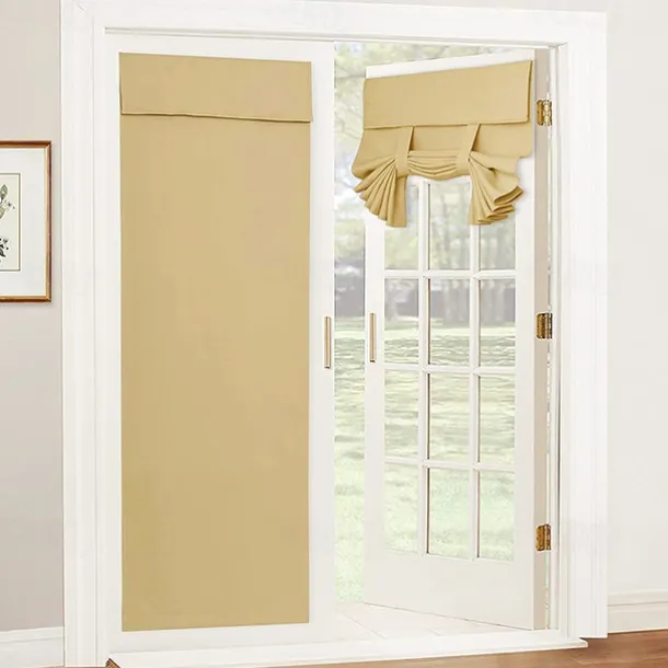 100% Blackout French Door Curtains, Privacy Door Curtains for Window, Room Darkening Blinds, Thermal Insulated Window Shades for Bedroom, 1 Panel