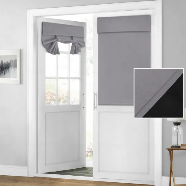 100% Blackout French Door Curtains, Privacy Door Curtains for Window, Room Darkening Blinds, Thermal Insulated Window Shades for Bedroom, 1 Panel