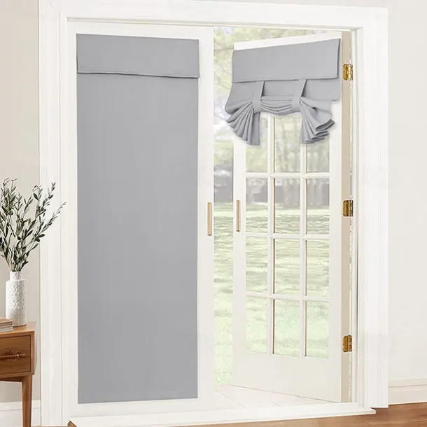 100% Blackout French Door Curtains, Privacy Door Curtains for Window, Room Darkening Blinds, Thermal Insulated Window Shades for Bedroom, 1 Panel