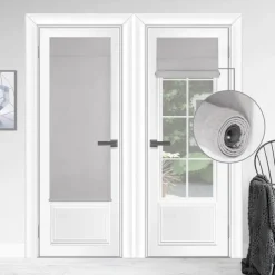 100% Blackout French Door Curtains, Triple Layers Light Blocking & UV Protect, Noiseless Adjustable Roller Shade, No Drill Window Blinds for Office