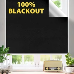 100% Blackout Shades Blind Curtains Window Cover,DIY Cut to Any Size or Shape,Hook & Loop Tabs,Portable Bags for Travel,Light & UV Blocking for House,Baby Nursery,Apartment
