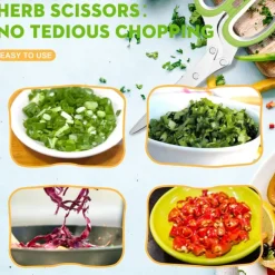 5 Blade Kitchen Salad Scissors - Cool Kitchen Gadgets for Cutting Fresh Garden Herbs - Herb Cutter Shears with 5 Blades and Cover, Sharp and Anti-rust Stainless Steel, Dishwasher Safe