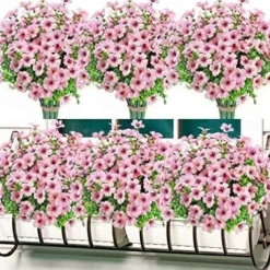 10 Branches Outdoor Artificial Flowers Seven-Stem Eucalyptus, Purple Violets, Realistic Floral Bouquet for Decorative Centerpieces and Flower Arrangements