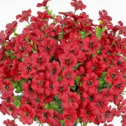 10 Branches Outdoor Artificial Flowers Seven-Stem Eucalyptus, Purple Violets, Realistic Floral Bouquet for Decorative Centerpieces and Flower Arrangements