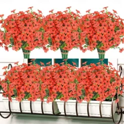 10 Branches Outdoor Artificial Flowers Seven-Stem Eucalyptus, Purple Violets, Realistic Floral Bouquet for Decorative Centerpieces and Flower Arrangements