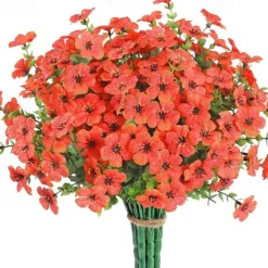 10 Branches Outdoor Artificial Flowers Seven-Stem Eucalyptus, Purple Violets, Realistic Floral Bouquet for Decorative Centerpieces and Flower Arrangements