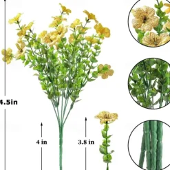 10 Branches Outdoor Artificial Flowers Seven-Stem Eucalyptus, Purple Violets, Realistic Floral Bouquet for Decorative Centerpieces and Flower Arrangements