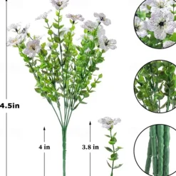 10 Branches Outdoor Artificial Flowers Seven-Stem Eucalyptus, Purple Violets, Realistic Floral Bouquet for Decorative Centerpieces and Flower Arrangements