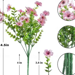 10 Branches Outdoor Artificial Flowers Seven-Stem Eucalyptus, Purple Violets, Realistic Floral Bouquet for Decorative Centerpieces and Flower Arrangements