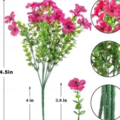 10 Branches Outdoor Artificial Flowers Seven-Stem Eucalyptus, Purple Violets, Realistic Floral Bouquet for Decorative Centerpieces and Flower Arrangements