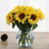 6 Branches Sunflower Artificial Flowers Home Decoration Wedding Supply 8X22cm/3X9",Fake Flowers For Wedding Arch Garden Wall Home Party Hotel Office Arrangement Decoration