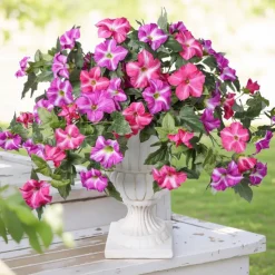 1 Bundle Artificial Flowers for Outdoors Spring Faux Morning Glory Look Real Silk Flowers for Outside Planter UV Resistant Fake Flowers for Home Garden Balcony Yard Porch Deco