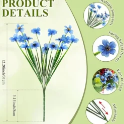 38 Bundles Artificial Flowers for Outdoors, Faux Spring Grass Violet, Silk Printed Aquatic Plants, Eucalyptus Leaves, UV Resistant for Garden Porch Patio Decor