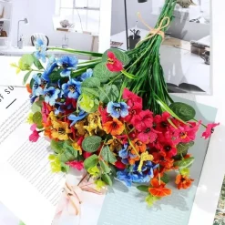 38 Bundles Artificial Flowers for Outdoors, Faux Spring Grass Violet, Silk Printed Aquatic Plants, Eucalyptus Leaves, UV Resistant for Garden Porch Patio Decor