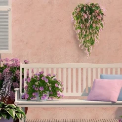 4 Bundles Artificial Lavender Hanging Flower Bouquet Vine Hanging Plants Fake Ivy Vine Leaves For Patio Home Bedroom Wedding Indoor Outdoor Wall Decor, Home Decor, Aesthetic Room Decor