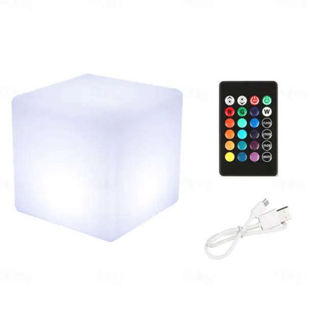 16 Color Switching Luminous Square Light Remote Control USB Charging Waterproof LED Luminous Cube LED Square Light Design Light Party Decoration Light