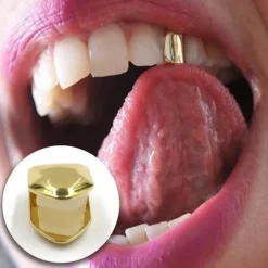 4 Colors Custom Fit Gold Plated Hip Hop Single Tooth Grillz Cap Top Bottom Grill Gold Teeth Caps Cosplay