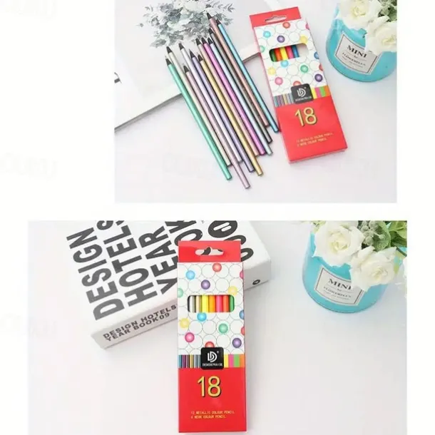 18 Colors Metallic Pencils Colored Pencils Drawing Colored Pencils Art Supplies