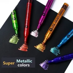 12 Colors Super Metallic Paint Marker For Rock Painting Ceramic Glass Wood Fabric Canvas Mugs Metal Paper Scrapbook Crafts SuppliesPerfect For Easter Decoration