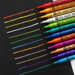 12 Colors Super Metallic Paint Marker For Rock Painting Ceramic Glass Wood Fabric Canvas Mugs Metal Paper Scrapbook Crafts SuppliesPerfect For Easter Decoration