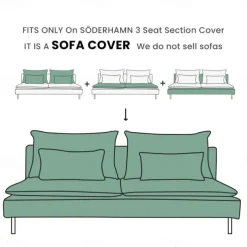 100% Cotton 3 Seat Section Cover Solid Color Quilted Cotton Slipcovers 8pcs Futon Cover Set SODERcover LITB PRIME cover
