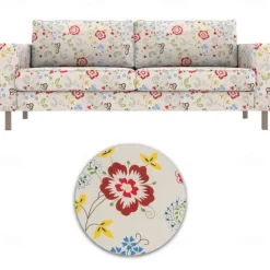 100% Cotton 3 Seater Floral Sofa Cover Quilted Cotton Slipcovers KARLcover LITB PRIME cover