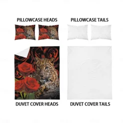 100% Cotton Cheetah Pattern 3-Piece Duvet Cover Set 3D Printed Quilt Queen Size Bedding Set Hunting Animal Quilt Cover Suitable for Kids Boys Men's Room Decor Super Soft Breathable Bed Set 3 Piece Set Lightweight