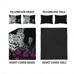 100% Cotton Cheetah Pattern 3-Piece Duvet Cover Set 3D Printed Quilt Queen Size Bedding Set Hunting Animal Quilt Cover Suitable for Kids Boys Men's Room Decor Super Soft Breathable Bed Set 3 Piece Set Lightweight