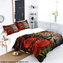 100% Cotton Cheetah Pattern 3-Piece Duvet Cover Set 3D Printed Quilt Queen Size Bedding Set Hunting Animal Quilt Cover Suitable for Kids Boys Men's Room Decor Super Soft Breathable Bed Set 3 Piece Set Lightweight