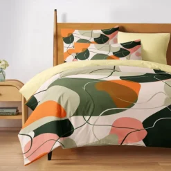 100% Cotton Duvet Cover Set Colorful Geometry Pattern Comforter Set Soft 3-Piece Luxury Bedding Set Home Decor Gift King Queen Full Sizehree Piece Set
