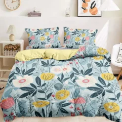 100% Cotton Duvet Cover Set Floral Pattern Comforter Set Soft 3-Piece Luxury Bedding Set Home Decor Gift King Queen Full Sizehree Piece Set