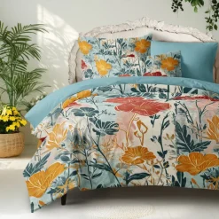 100% Cotton Duvet Cover Set Floral Pattern Comforter Set Soft 3-Piece Luxury Bedding Set Home Decor Gift King Queen Full Sizehree Piece Set