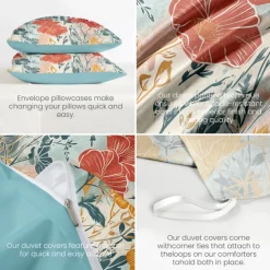 100% Cotton Duvet Cover Set Floral Pattern Comforter Set Soft 3-Piece Luxury Bedding Set Home Decor Gift King Queen Full Sizehree Piece Set