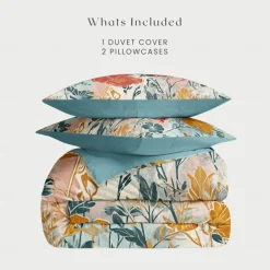 100% Cotton Duvet Cover Set Floral Pattern Comforter Set Soft 3-Piece Luxury Bedding Set Home Decor Gift King Queen Full Sizehree Piece Set