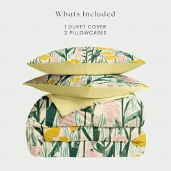 100% Cotton Duvet Cover Set Floral Pattern Comforter Set Soft 3-Piece Luxury Bedding Set Home Decor Gift King Queen Full Sizehree Piece Set