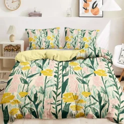 100% Cotton Duvet Cover Set Floral Pattern Comforter Set Soft 3-Piece Luxury Bedding Set Home Decor Gift King Queen Full Sizehree Piece Set