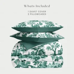 100% Cotton Duvet Cover Set Toile De Jouy Pattern Comforter Set Soft 3-Piece Luxury Bedding Set Home Decor Gift King Queen Full Sizehree Piece Set