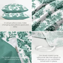 100% Cotton Duvet Cover Set Toile De Jouy Pattern Comforter Set Soft 3-Piece Luxury Bedding Set Home Decor Gift King Queen Full Sizehree Piece Set