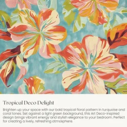 100% Cotton Floral Colorful Ink Duvet Cover 3-Piece Set for Summer Soft Skin Friendly Long Lasting Hotel Bedding Comfy Set 1 Duvet Cover 2 Pillowcases