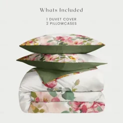 100% Cotton Floral Series Duvet Cover 3-Piece Set Short Fluff for Summer Soft Skin Friendly Comfy Lightweight Queen King Size