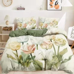 100% Cotton Floral Series Duvet Cover 3-Piece Set for Summer Soft Skin Friendly Long Lasting