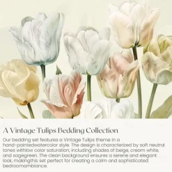 100% Cotton Floral Series Duvet Cover 3-Piece Set for Summer Soft Skin Friendly Long Lasting