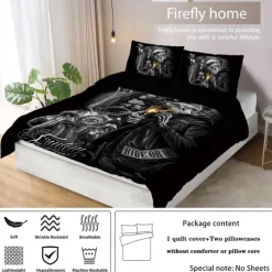 100% Cotton Floral Skull Knight 3 Piece Quilt Cover Set Human Skeleton Couple Printed Bedding Set 3 Piece Suitable for Couples and Adults Gothic Quilt Cover Set Super Soft Breathable Short Fluff Bedding Set Light