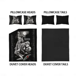 100% Cotton Floral Skull Knight 3 Piece Quilt Cover Set Human Skeleton Couple Printed Bedding Set 3 Piece Suitable for Couples and Adults Gothic Quilt Cover Set Super Soft Breathable Short Fluff Bedding Set Light