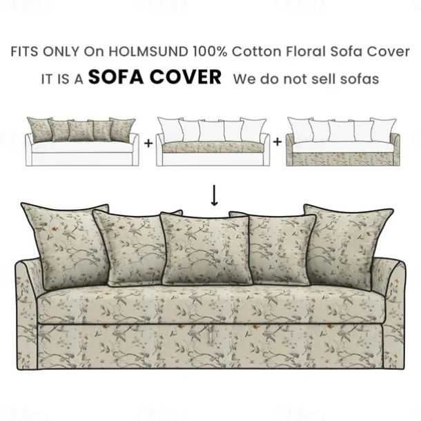 100% Cotton Floral Sofa Cover Quilted Cotton Slipcovers HOLcover LITB PRIME cover