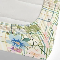 100% Cotton Floral Stripe Spring Pattern Fitted Sheet Set Ultra Soft Breathable Silky Bed Sheets Deep Pocket Bedding Sheets 3 Piece Queen King Size