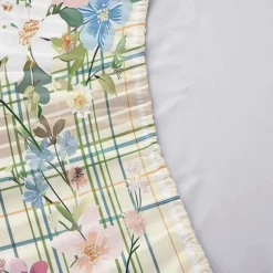 100% Cotton Floral Stripe Spring Pattern Fitted Sheet Set Ultra Soft Breathable Silky Bed Sheets Deep Pocket Bedding Sheets 3 Piece Queen King Size